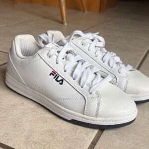 Fila White Low-Top Sneakers with Navy & Red Logo